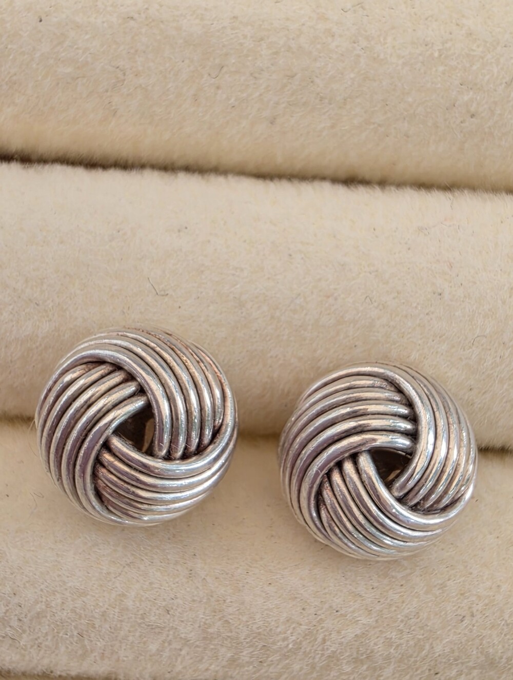 Sterling Silver Woven Knot Stud Earrings - 4.16g